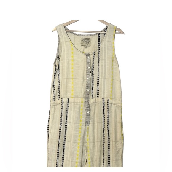 Ace & Jig Womens Boho Embroidered Stripe Button Front Sleeveless Jumpsuit Size L - Picture 2 of 3